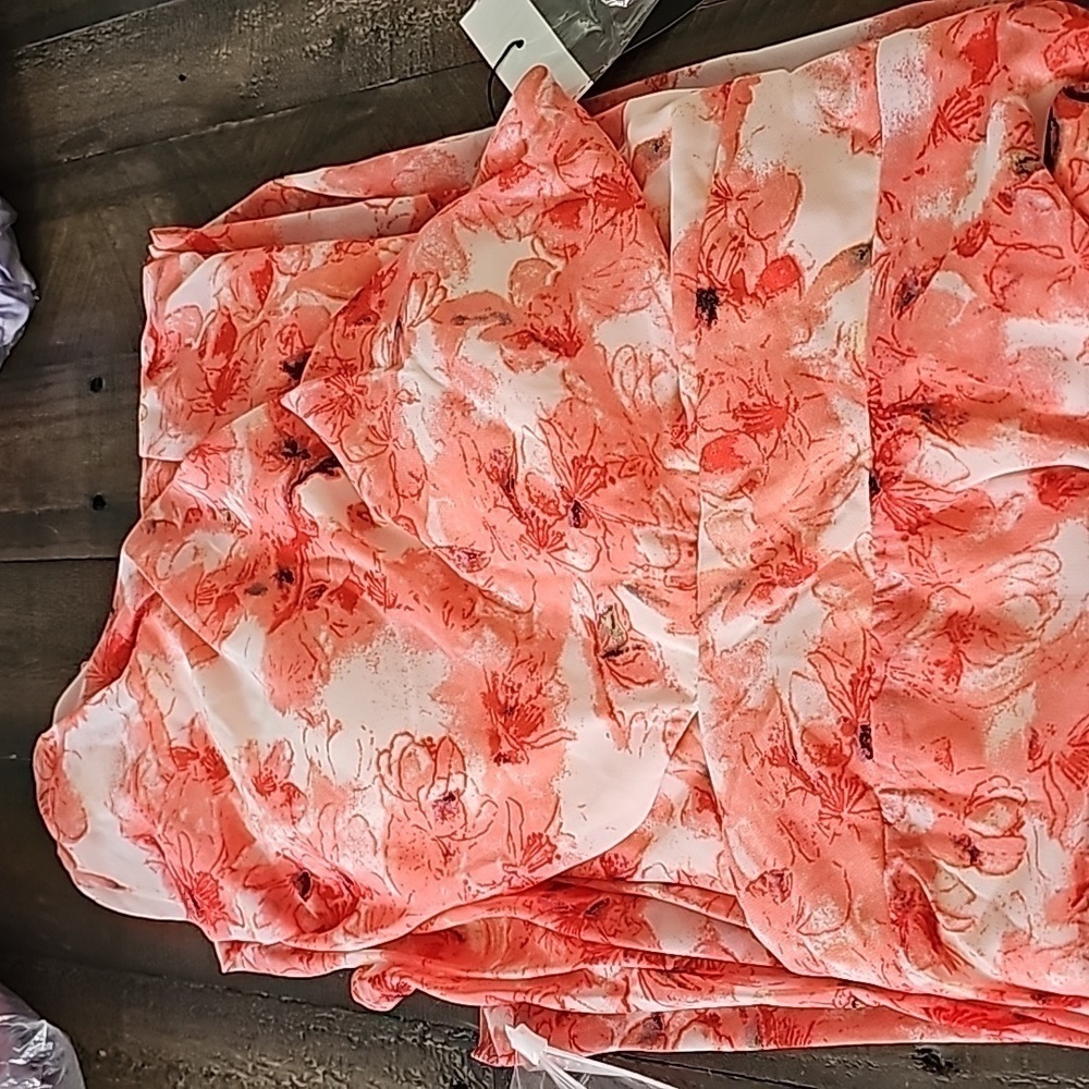 CORAL PINK , FLORAL, CUT OUT, SLIT, SLEEVELESS MAXI GOWN - Picture 10 of 12
